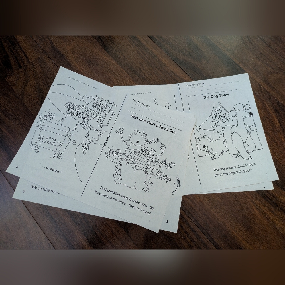 Children's Storybook Skill Teaching Pages, Vintage 2000 Books, 8 Page Booklets